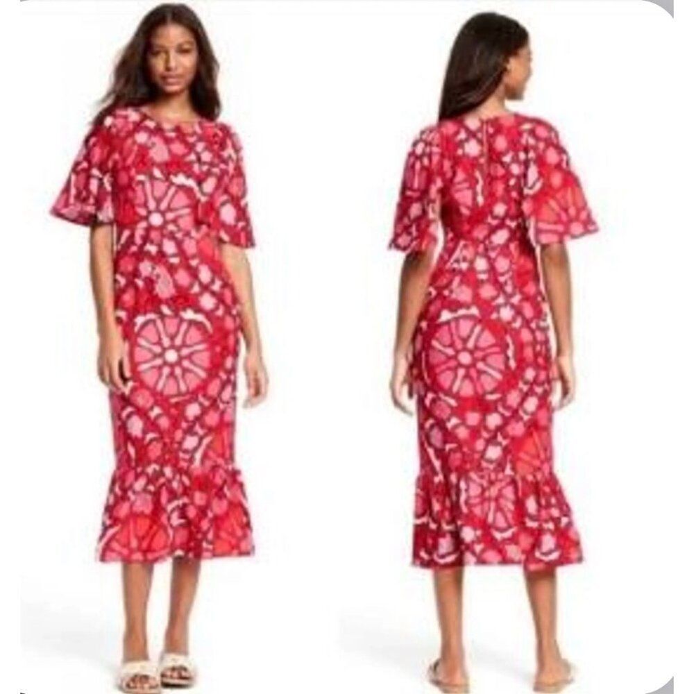 Rhode X Target Zinnia Women’s Floral Print Bell Sleeve Dress Size 18 - Picture 2 of 13